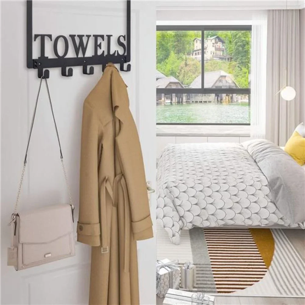 Over The Door Hooks, Towel Holder for Bathroom Door Mount Towel Rack Towel Hook
